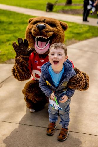 boy with Wadsworth mascot