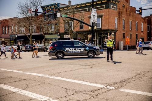 Medina City Police Department Auxiliary Controlling Traffic